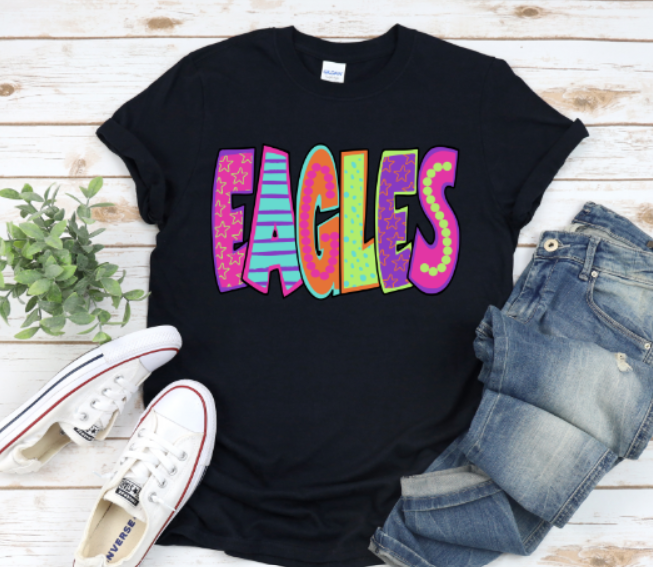 Neon Lettered Eagles Solid tee