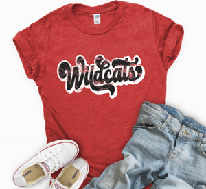 Retro Letter Wildcats Red tee