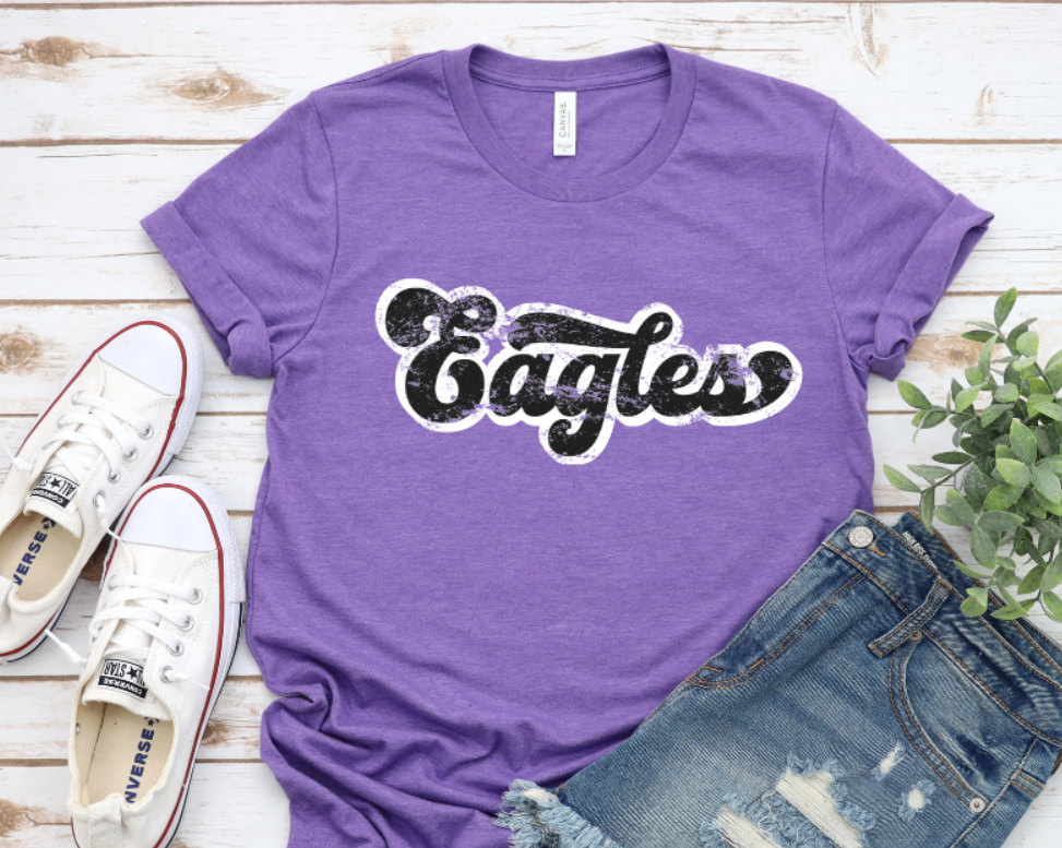 Retro Letter Eagles Purple tee