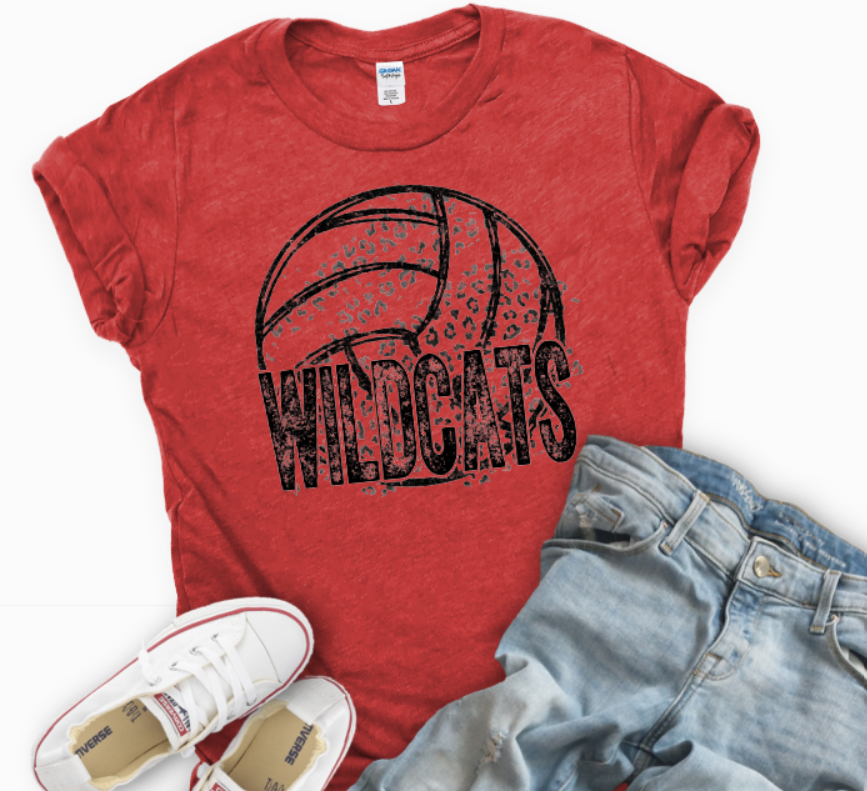 Volleyball Wildcats Heathered Red tee