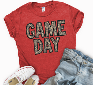 Game Day Leopard Red tee