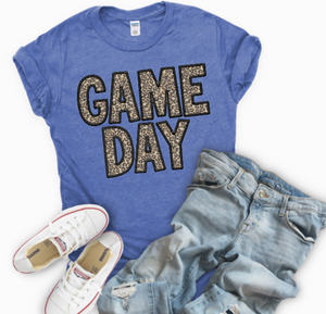 Game Day Leopard Heather Royal tee