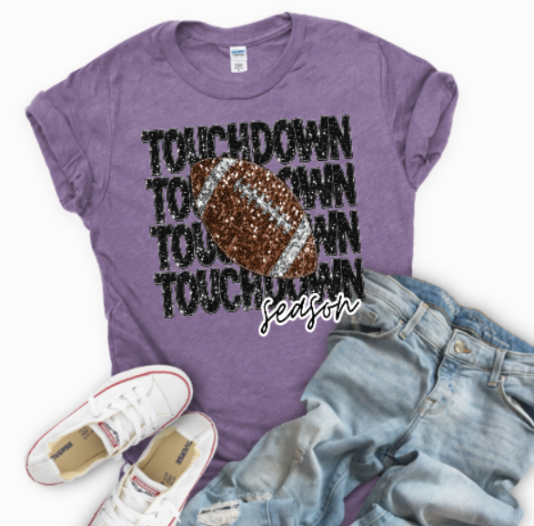 Touchdown Season Heather Purple Faux Sequin