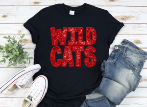 Wildcats Red Faux Sequin tee