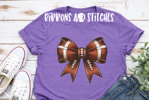 Purple Football Bow