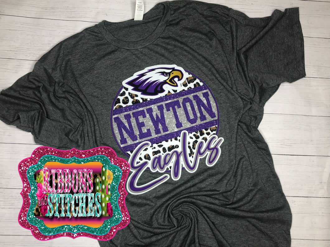 Newton Eagles leopard background tee