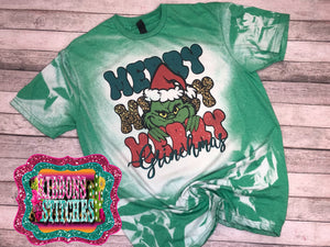 Merry Grinchmas bleached tee