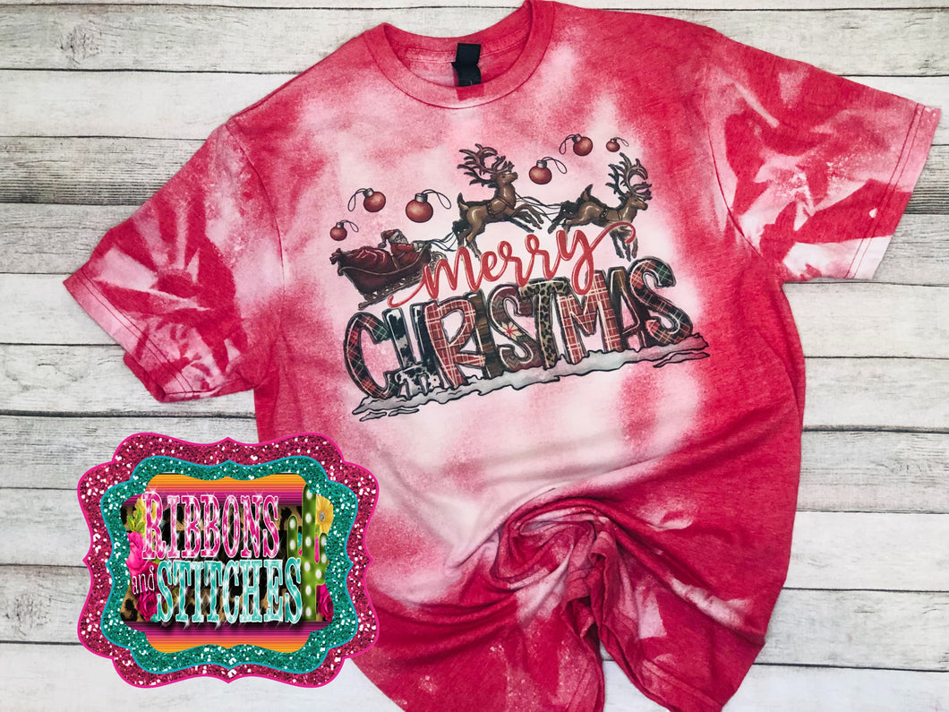 Merry Christmas Sleigh bleached tee