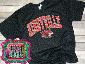 Kirbyville Wildcats black leopard tee