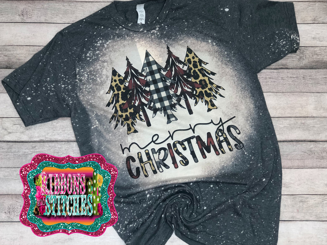 Merry Christmas charcoal bleached tee