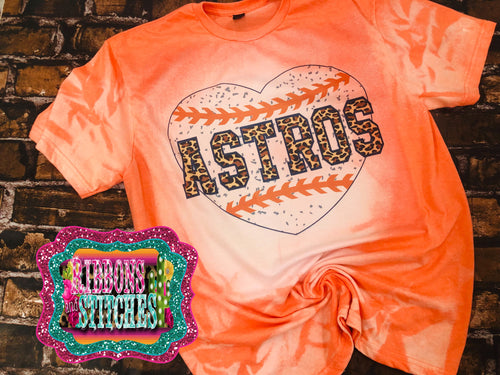 Orange Astros Heart bleached tee